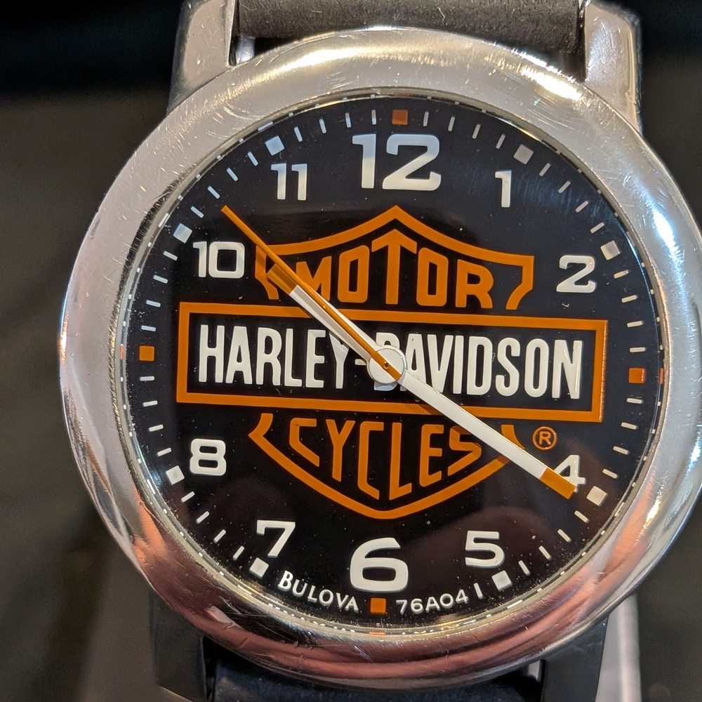 Harley-Davidson Black and Orange Men's Watch